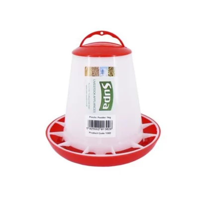 Supa Red And White Plastic Poultry Feeder 3Kg