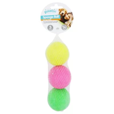 Pawise Sponge Balls 3 Pack Neon Colours