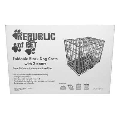 Republic Of Pet Fold Flat 2 Door Dog Crate, Medium 78x49x56cm