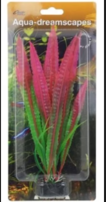 Cheeko Red & Green Java Fern Plastic Plant