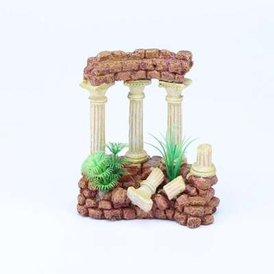 Classic Aquatics Stone Building With Plants Tank Ornament