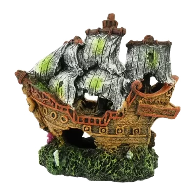 Cheeko Galleon Shipwreck Full Sails 15cm Tank Ornament